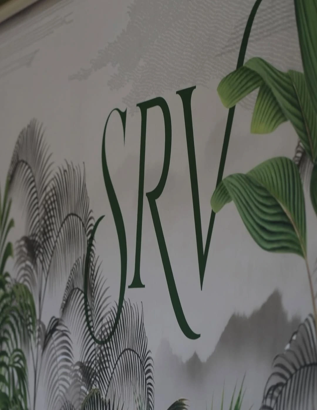 SRV botanical logo mural